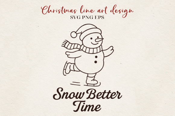 Charming Funny Snowman Christmas Line Art for Festive Creations