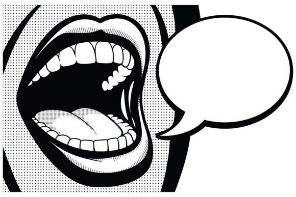 Comic Book Style Mouth with Speech Bubble: A Dynamic Design Asset