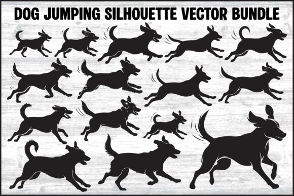 Dynamic Dog Jumping Silhouette Vector Bundle for Designers