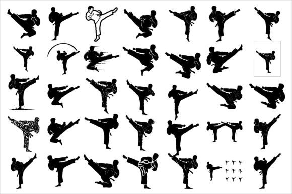 Dynamic Martial Arts Kick Silhouettes: Power in Every Pose