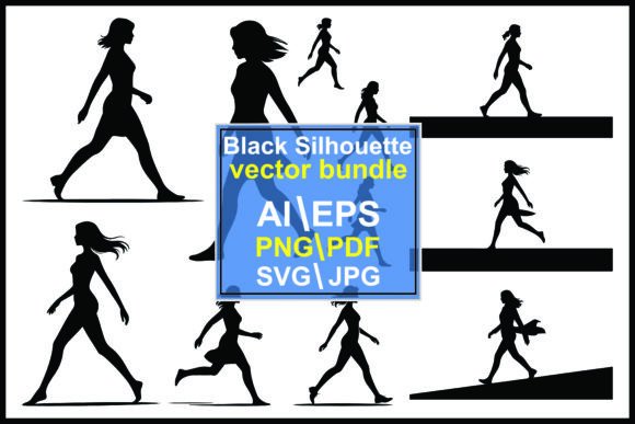 Dynamic Visuals: The Power of Silhouettes Women Walking Running Fitnes