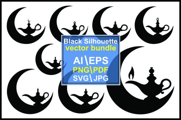 Enchanting Silhouettes: Genie Lamps & Crescent Moons