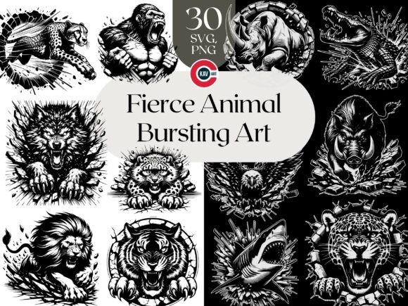 Fierce Animal Bursting Through Wall SVGs: Unleash Dynamic Energy
