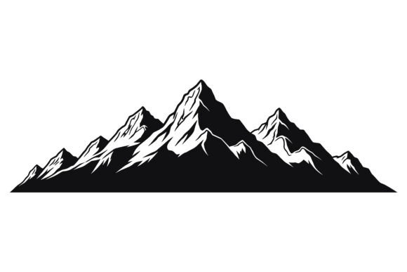 Mountain Range Silhouette Peaks: Bold & Minimalist Design Asset
