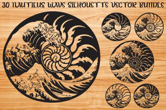 Nautilus Wave Silhouette Bundle: A Designer's Go-To for Nautical Art
