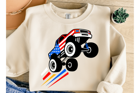 Patriotic Monster Truck PNG: Unleash American Power in Your Designs