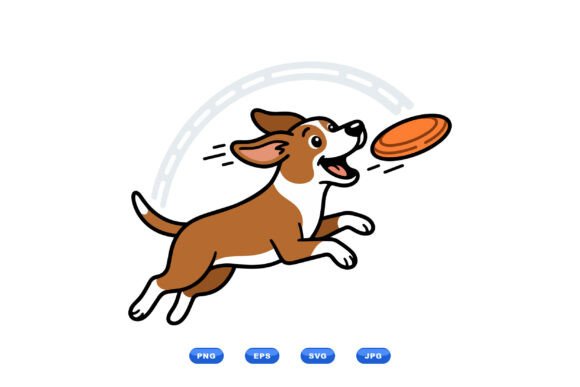 Playful Dog Catching Frisbee SVG: Energetic Vector Art for Dynamic Brands