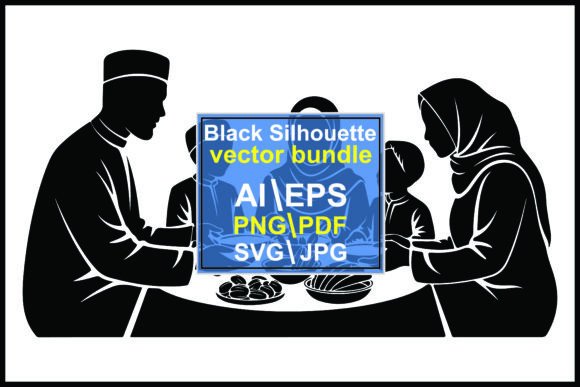 Silhouette Muslim Family Eating Together: Capturing Togetherness
