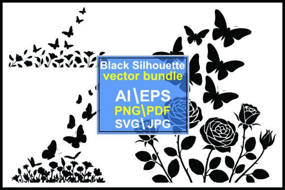 Silhouette Roses Butterflies Wildflowers: A Modern Botanical Collection