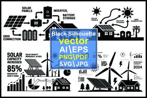 Silhouette Solar Energy Infographic Bundle: A Visual Toolkit for Modern Sustainability