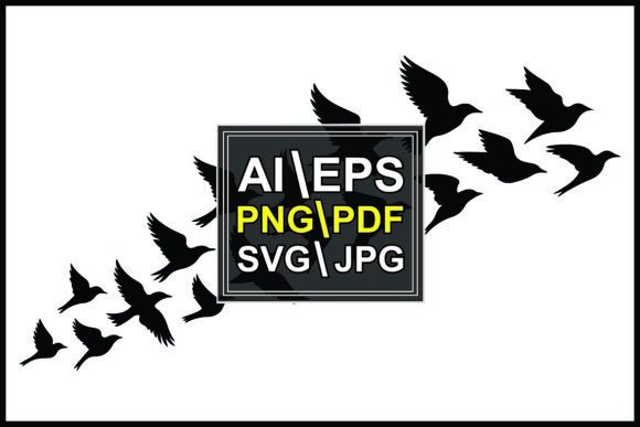 Silhouettes Birds Flying in a Flock: A Dynamic Design Asset