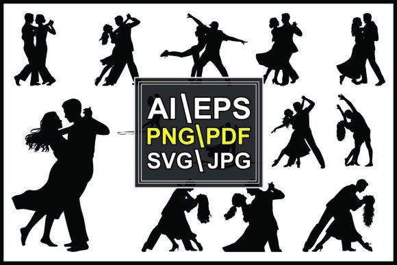 Silhouettes of Couples Dancing Bundle: Elegant Design Assets