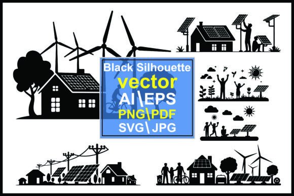 Silhouettes of Renewable Energy and Eco: A Designer's Visual Toolkit