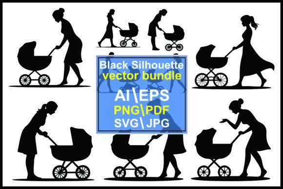 Silhouettes of Women Pushing Strollers: Visual Storytelling