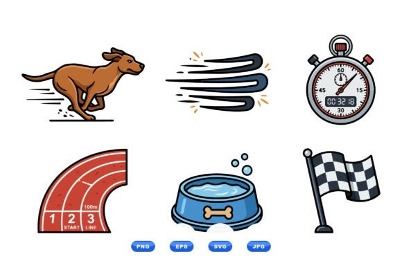 Speedy Dog Racing Elements: Design Assets for Dynamic Brands